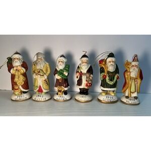 Christmas Ornaments Old World Six Ceramic Santas Belgium Russia Austria Germ Pol